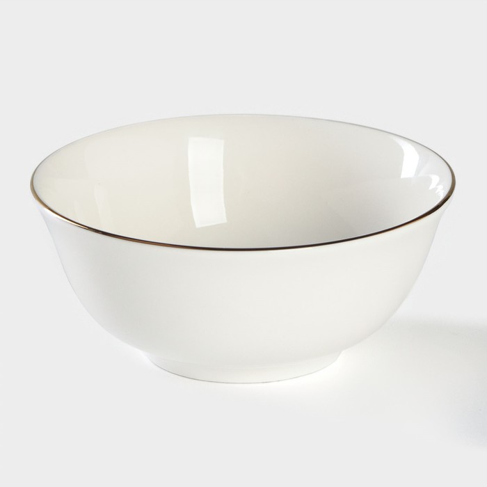 Соусник «Золотая линия», 240 мл, d=10.5 см, фарфор, белый - Фото 1