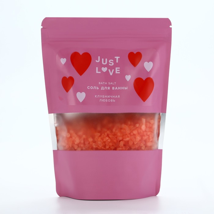 Соль для ванны Just Love, 330 гр, аромат клубничная любовь