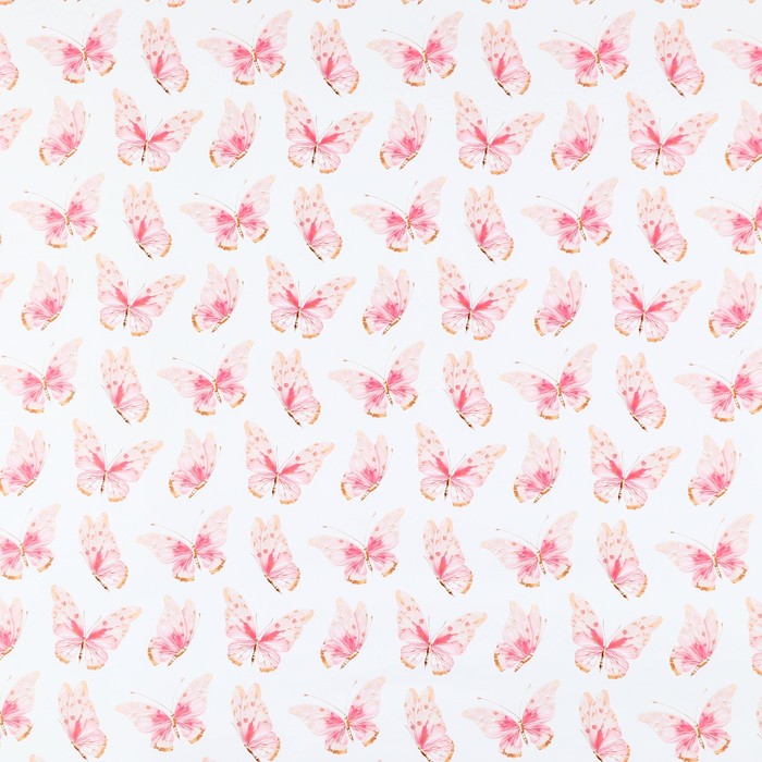 Бумага упаковочная глянцевая «Розовые бабочки», 70 х 100 см