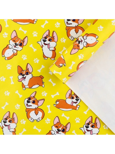 Бумага упаковочная глянцевая «Корги», 70 х 100 см