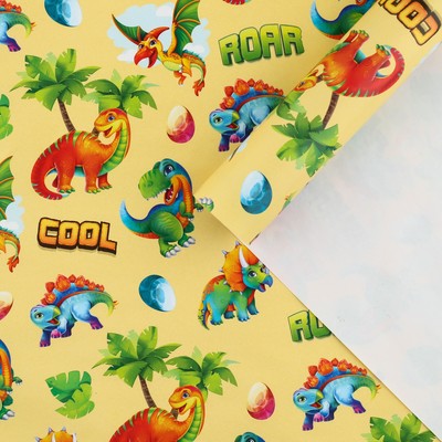 Бумага упаковочная глянцевая «Динозавры», 70 х 100 см