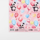 Бумага упаковочная глянцевая «Милая панда», 70 х 100 см (комплект 10 шт) - фото 23707099