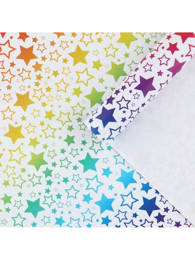 Бумага упаковочная глянцевая «Радужные звезды», 70×100 см