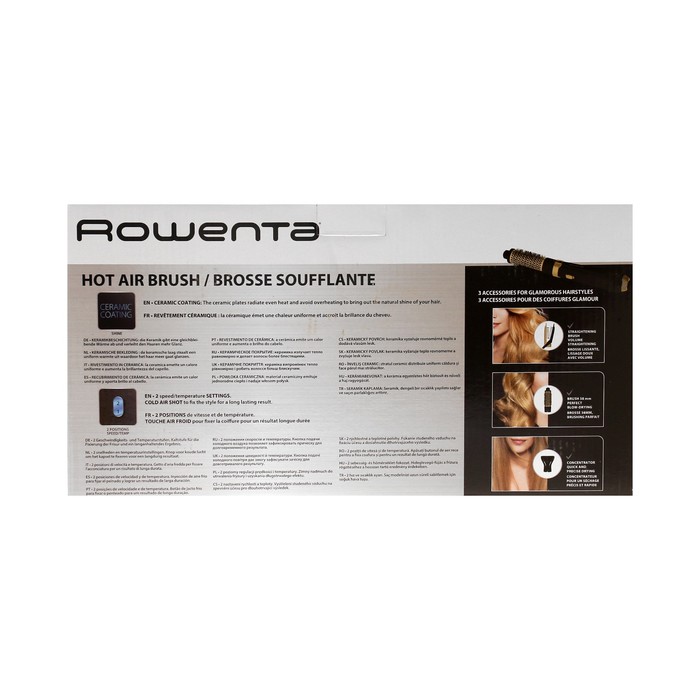 Фен-щетка Rowenta Magic Nature CF7826F0, 1200Вт, 2 скорости, 2 режима, чёрно-золотистый