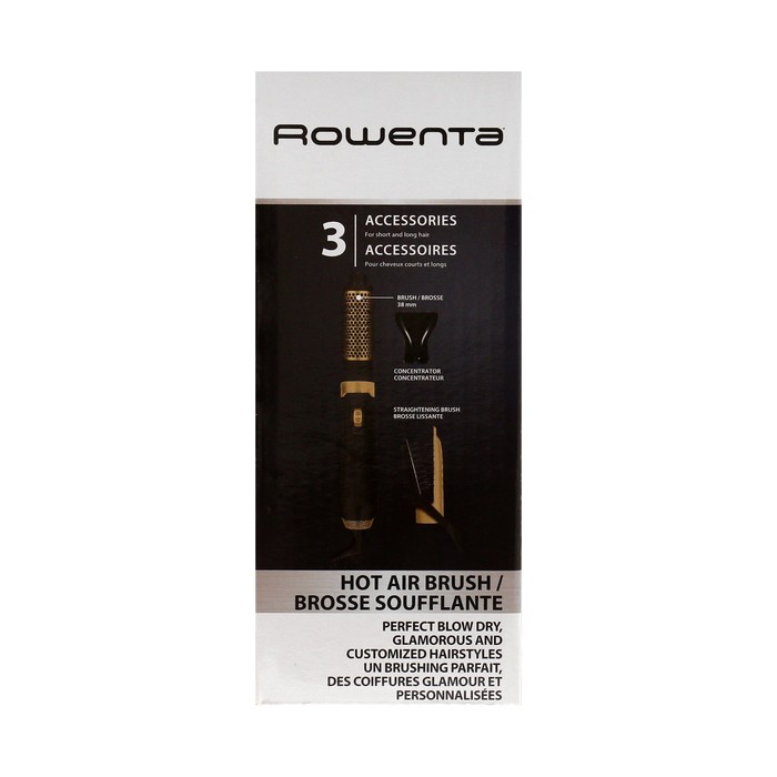 Фен-щетка Rowenta Magic Nature CF7826F0, 1200Вт, 2 скорости, 2 режима, чёрно-золотистый