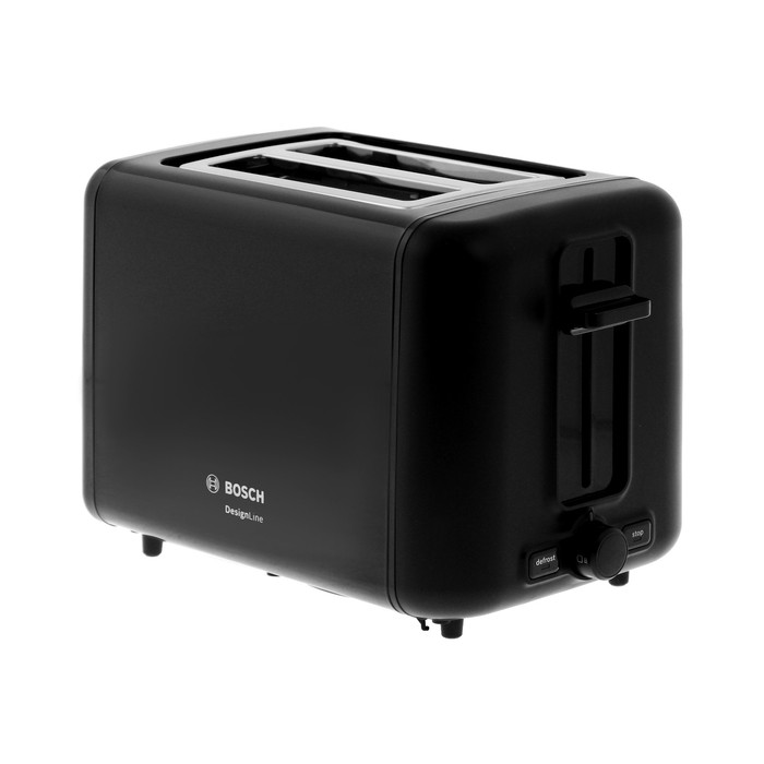 Тостер Bosch TAT3P423, 970 Вт, 5 режимов прожарки, 2 тоста, чёрный - Фото 1