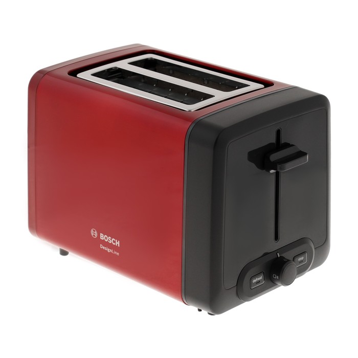 Тостер Bosch TAT4P424, 970 Вт, 6 режимов прожарки, 2 тоста, красно-чёрный - Фото 1