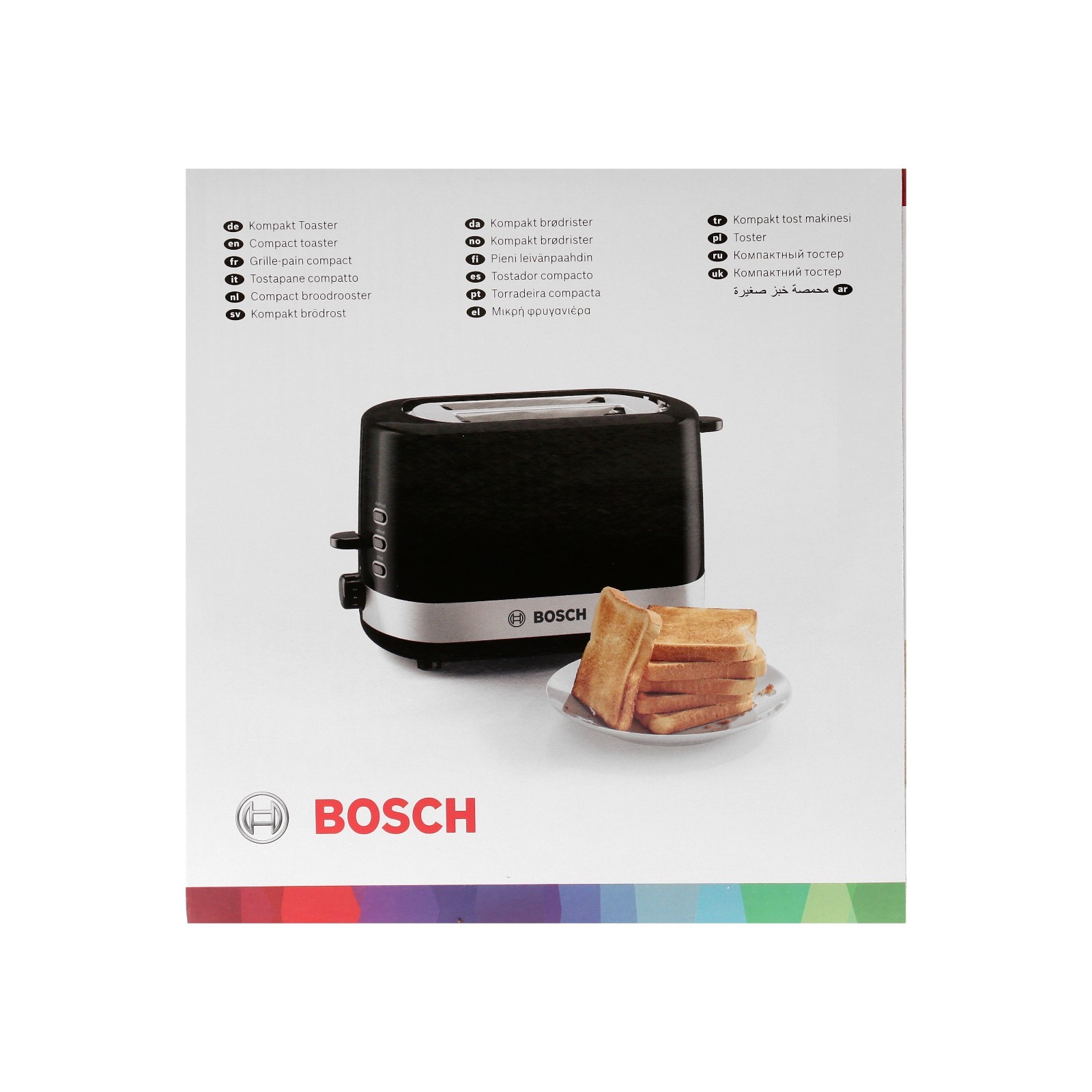 Тостер Bosch TAT7403, 800 Вт, 7 режимов прожарки, 2 тоста,  чёрно-серебристый (10304125) - Купить по цене от 6 057.00 руб.