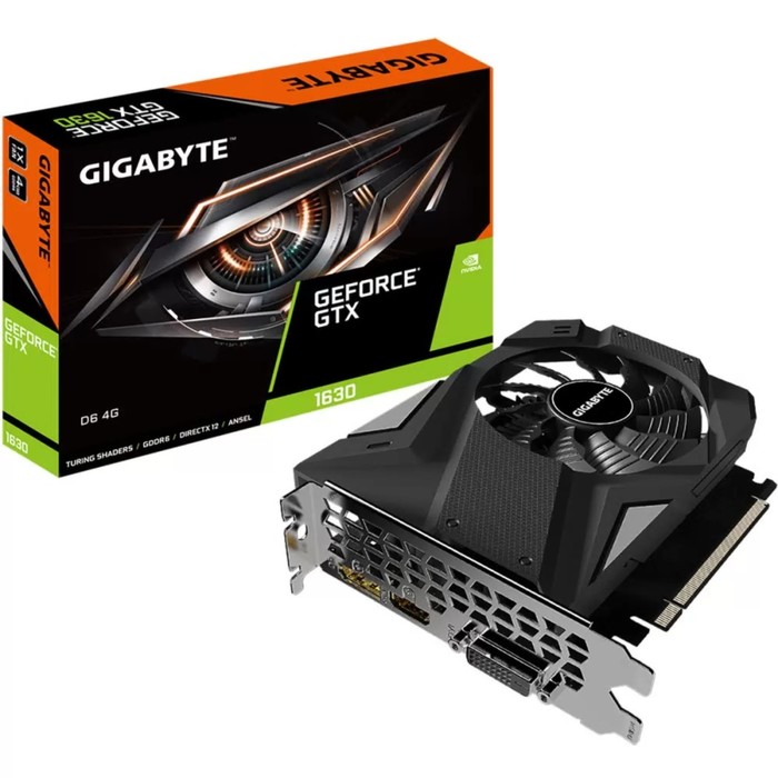 Видеокарта Gigabyte GEFORCE GTX1630, 4 Гб, 64bit, GDDR6, DVI, HDMI, DP