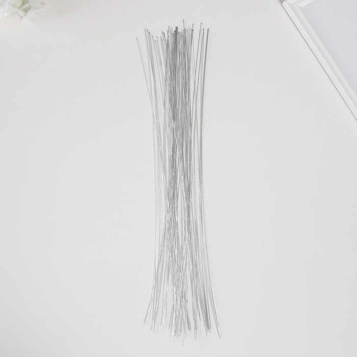 Проволока для изготовления искусственных цветов "Серебро" 40 см сечение 0,07 мм - Фото 1