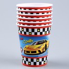 Набор бумажной посуды "Машины", красный,(6 тарелок , 1 гирлянда , 6 стаканов, 6 колпаков - фото 24443462