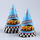 Набор бумажной посуды "Машины", красный,(6 тарелок , 1 гирлянда , 6 стаканов, 6 колпаков - фото 24443464