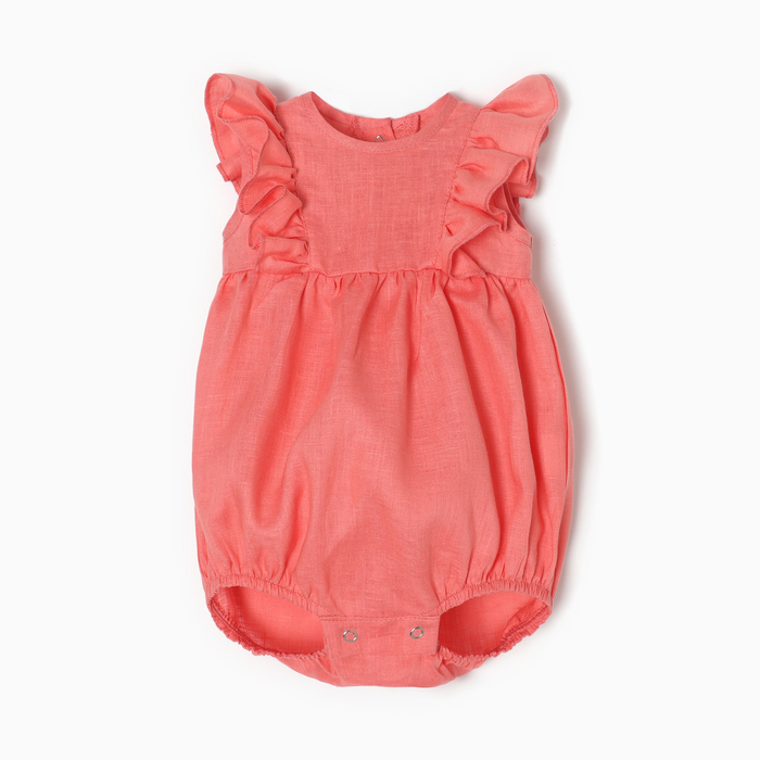 Боди с рюшей Крошка Я Linen , р. 68-74, коралловый - Фото 1