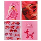 Тетрадь 48 листов в клетку на гребне, Barbie pink style, обложка мелованный картон, выборочный УФ-лак, блок офсет, 4В МИКС - фото 10492655