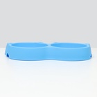 Миска двойная с прорезиненными ножками «Кошка» 25×13×3.5 см, синяя 10101251