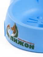 Миска двойная «Кошка», 25×13×3.5 см, с прорезиненными ножками, пластик, синяя 10101251