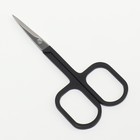 Ножницы маникюрные, узкие, прямые, с прорезиненными ручками, 9 см, цвет серебристый/чёрный - Фото 1