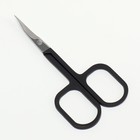 Ножницы маникюрные, узкие, загнутые, с прорезиненными ручками, 9 см, цвет серебристый/чёрный - Фото 1