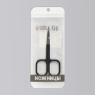Ножницы маникюрные, узкие, загнутые, с прорезиненными ручками, 9 см, цвет серебристый/чёрный - Фото 4