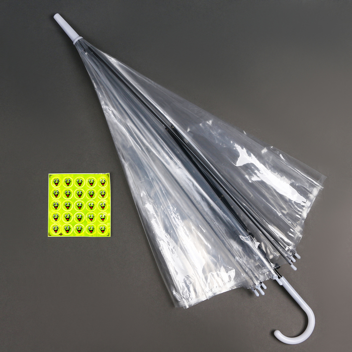 Зонт детский прозрачный с наклейками «Cмайлики», d=90см - фото 1906606361