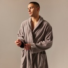 Халат махровый мужской SL HOME: Basic «Софт Мист», размер L, хлопок 100%, серый - Фото 2