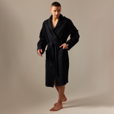 Халат вафельный мужской SL HOME: Basic «Дарк Маре», размер M, хлопок 100%, чёрный