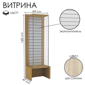 Витрина закрытая с экономпанелью, 64×47×160, ЛДСП, стекло, цвет дуб сонома
