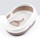 Лоток для кошек с бортом, сеткой и совком «Космо» 51.9×37.8×21.3 см, коричневый - Фото 1