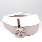 Лоток для кошек с бортом, сеткой и совком «Космо» 51.9×37.8×21.3 см, коричневый - Фото 2