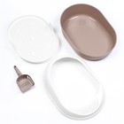 Лоток для кошек с бортом, сеткой и совком «Космо» 51.9×37.8×21.3 см, коричневый - Фото 10