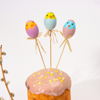Пасхальный декор на палочке «Цыплята», 3 шт., 4×12.5×25 см