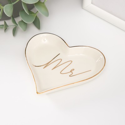 Сувенир керамика подставка под кольца "Мистер" сердце 10х9х1,6 см