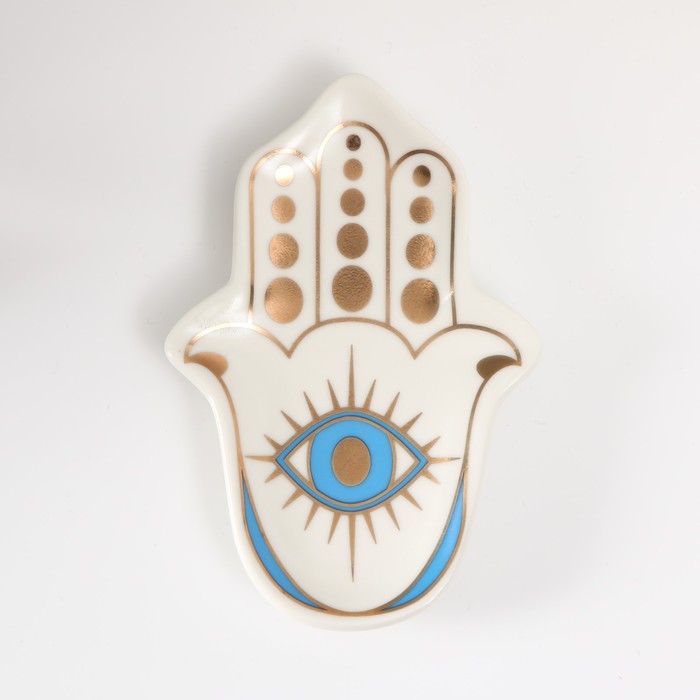 Сувенир керамика подставка под кольца "Рука Фатимы" 8х11,8х1,6 см
