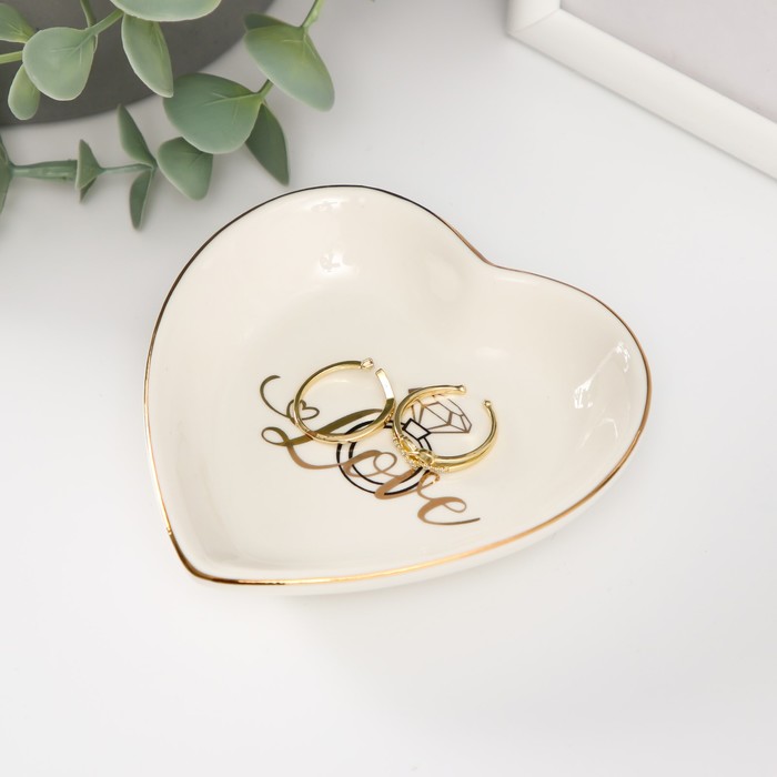 Сувенир керамика подставка под кольца "Сердце. Кольцо" 10,5х10х2 см