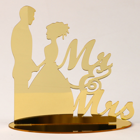 Топпер для торта «Mr&Mrs», золотой