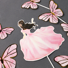 Набор для украшения «Девушка с бабочками», набор 7 шт., цвет розовый - фото 9993946