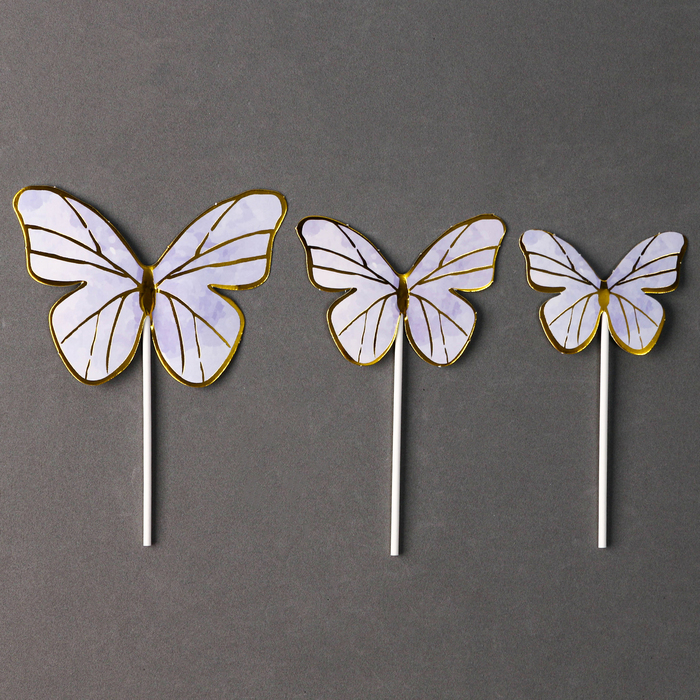 Набор для украшения "Девушка с бабочками", набор 7 шт, цвет фиолетовый