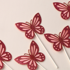 Набор для украшения "Блестящие бабочки", набор 5 шт, цвет розовый
