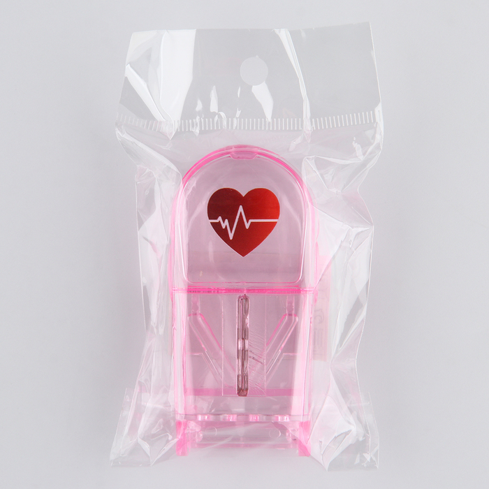 Таблетница с таблеторезкой "Сердце", 1 секция, 8.5 х 4 х 2.5 см