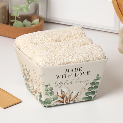 Набор полотенец «Этель» Made With love, 35×50 см - 3 шт., 100% хлопок, махра 340 г/м²