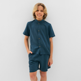 Комплект для мальчика (рубашка, шорты) MINAKU, цвет синий, рост 134 см
