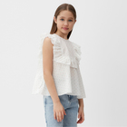 Блузка для девочки MINAKU, цвет белый, рост 116 см - фото 109644951