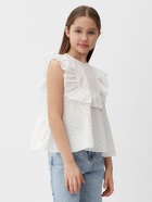 Блузка для девочки MINAKU: Cotton collection, белая, рост 128 см - Фото 4