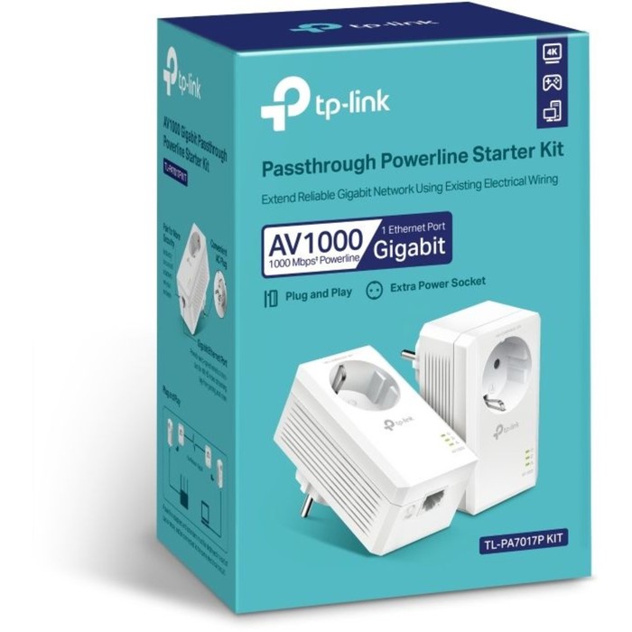 Сетевой адаптер Powerline TP-Link TL-PA7017P KIT AV1000 Gigabit Ethernet (упак.:2шт) - фото 51556692