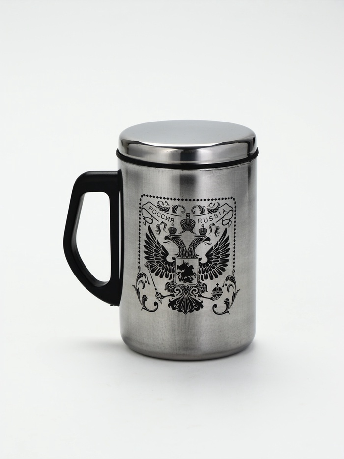 Термокружка «Герб России», 500 мл, сохраняет тепло 2 ч, сталь, 13.5×8.3 см - Фото 1