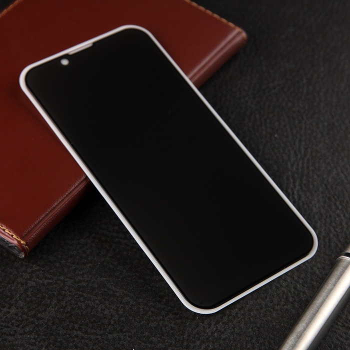 Защитное стекло для iPhone 13 mini, антишпион, 9H, 0.33 мм, чёрная рамка - Фото 1