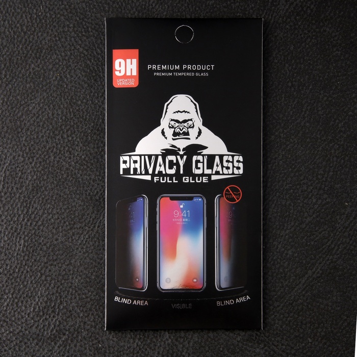 Защитное стекло для iPhone 13/13 Pro/14, антишпион, 9H, 0.33 мм, чёрная рамка