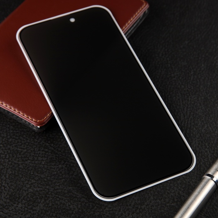 

Защитное стекло для iPhone 14 Pro Max, антишпион, 9H, 0.33 мм, чёрная рамка