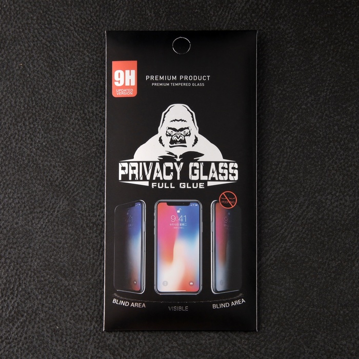 Защитное стекло для iPhone 15 Plus, антишпион, 9H, 0.33 мм, чёрная рамка
