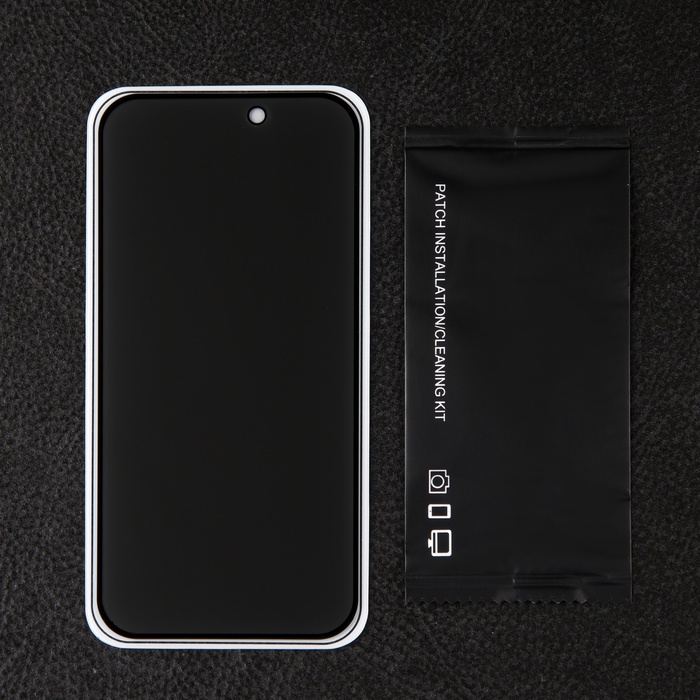 Защитное стекло для iPhone 15 Pro, антишпион, 9H, 0.33 мм, чёрная рамка